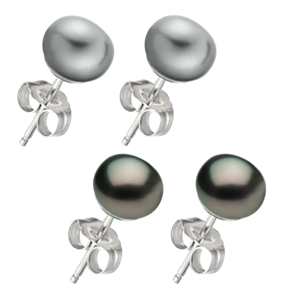 2-Pack: Pearl Stud Earrings on 14K White Gold Filled Posts