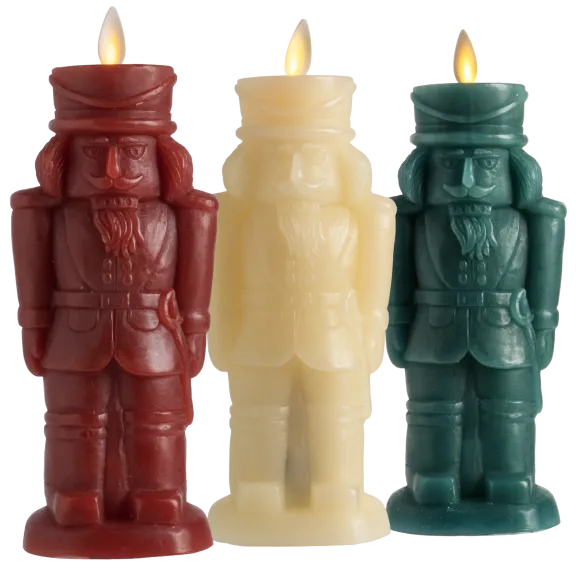 3-Pack: Luminara 8" Flameless Nutcracker Candles