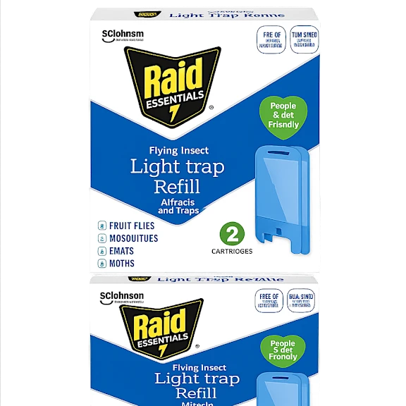 Raid Essentials Flying Insect Light Traps Kit with 5 Total Cartridges