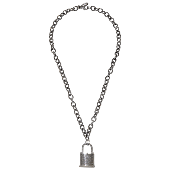 Golden NYC Black Rhodium Plating Men's Thick Cut Padlock Necklace