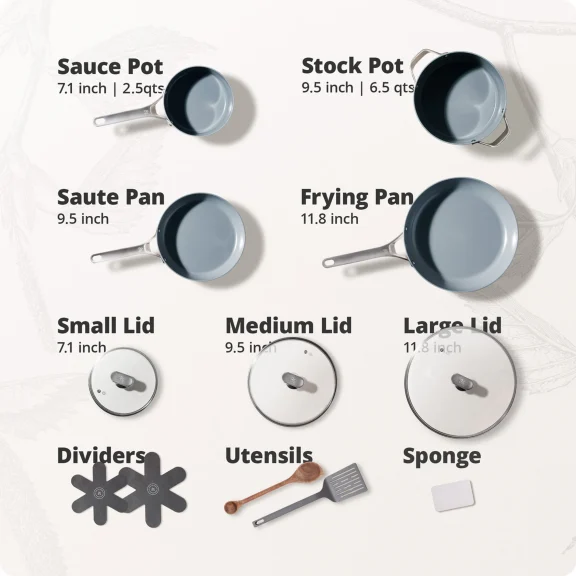 Greater Goods 12-Piece Premium PFAS-Free Triple-Layer Ceramic Cookware Set