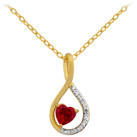 Morgan & Paige 14k Red Ruby Heart And Diamond Accented Teardrop Pendant