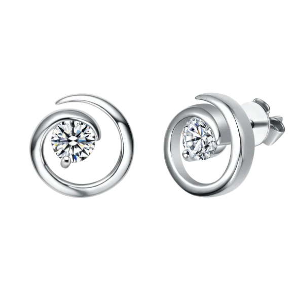Stella Valentino 1 CT Moissanite Open Eternity Circle Swirl Stud Earrings