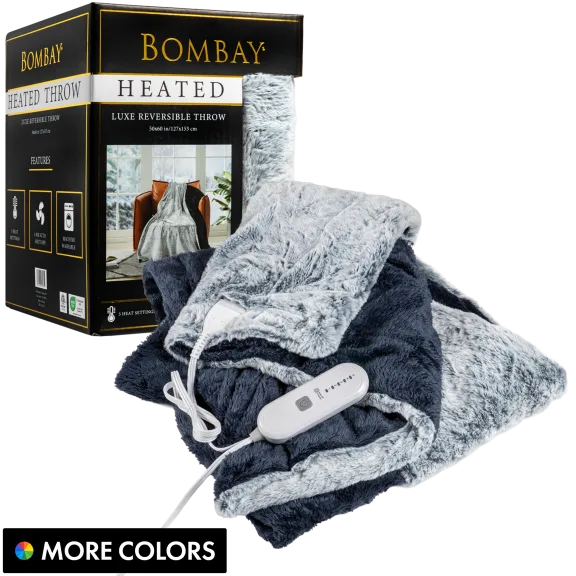 Bombay Faux Fur Reversible Heated Throw