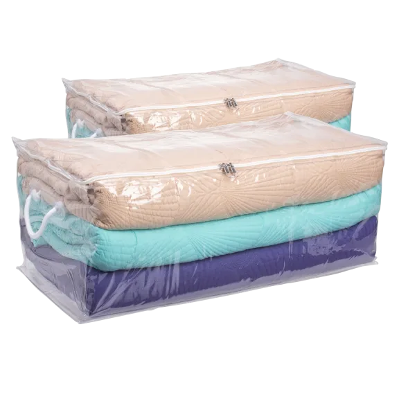 2-Pack: Clearly Organized Large Clear Storage Chests with Handles