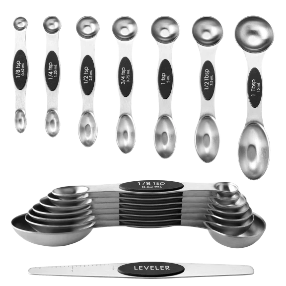 Cheer Collection 8-Piece Stainless Steel Magnetic Measuring Spoons Set