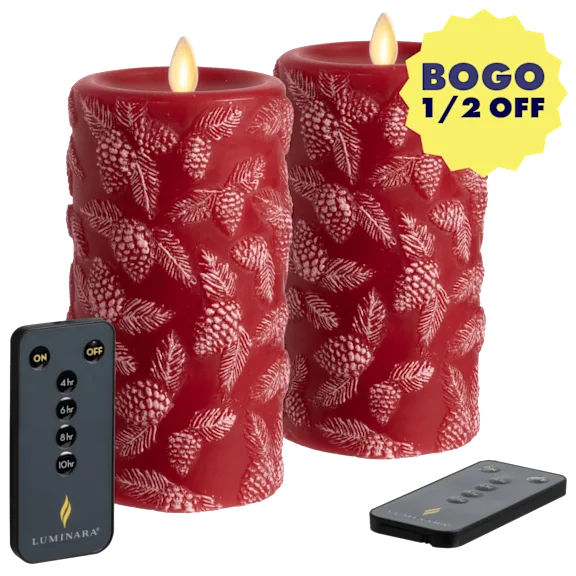 Martha Stewart 2-Piece Flameless 6" Pinecones and Evergreen