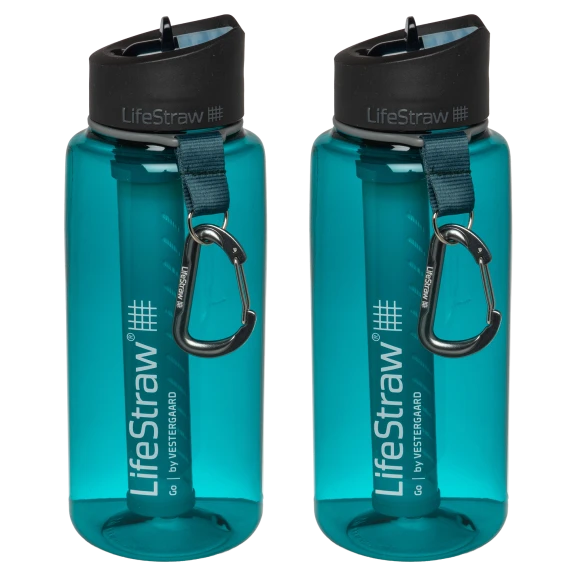 2-Pack: LifeStraw Go 1-Liter Tritan Water Filter Bottle