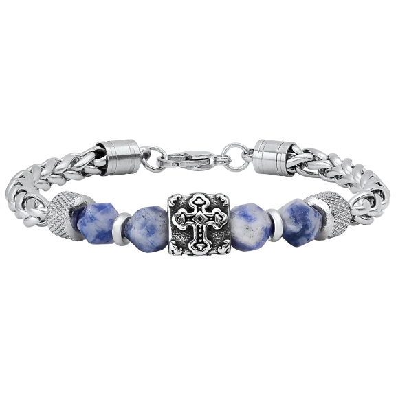 Iron Saints Cross Bead Chain Bracelet