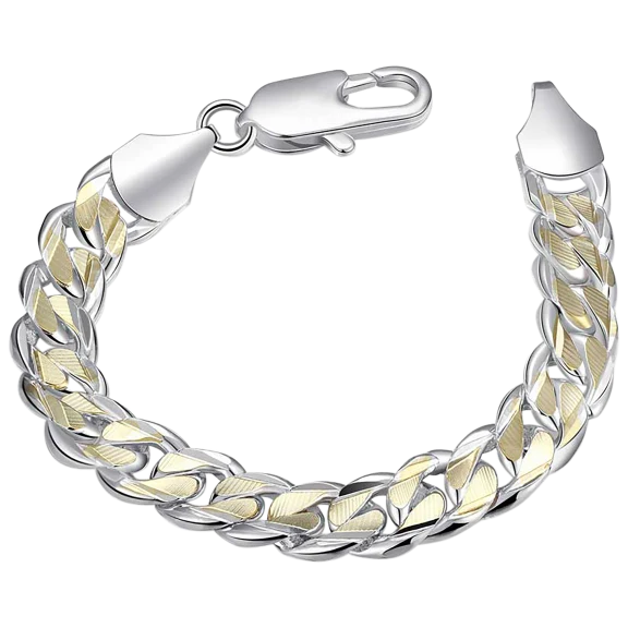 Golden NYC Two-Toned Gold and Silver Plated Cuban Figaro Link Bracelet
