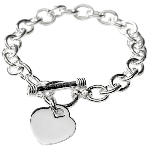 Romano Stivali Classic Toggle Clasp Heart Charm Bracelet