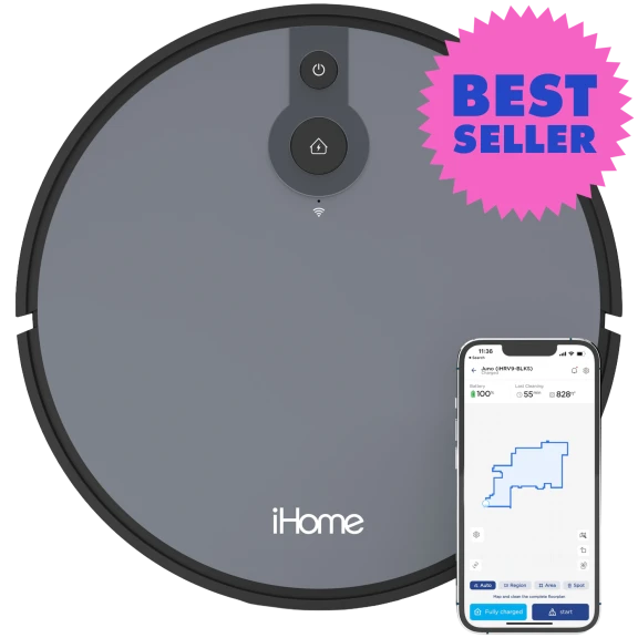 iHome Juno AutoVac Smart Robotic Vacuum with Mapping Technology