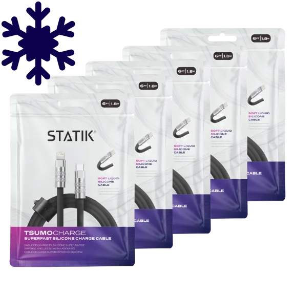5-Pack: Statik TsumoCharge 6-Feet Cable USB-C to Lightning