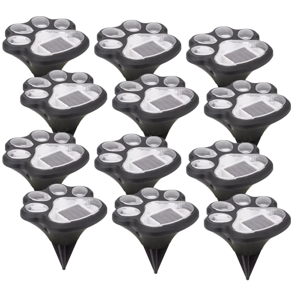 12-Pack: Smart Solar Paw Print Accent Lights