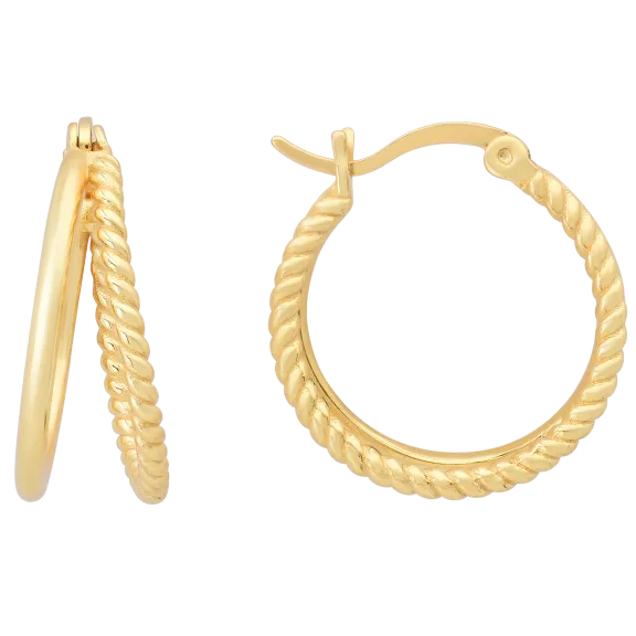 Kylie Harper Aretes de Doble Aro con Diseño de Cuerda Trenzada
