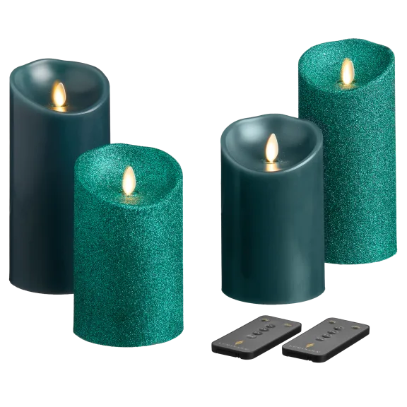 Luminara 4-Piece Flameless Smooth & Glitter Candles