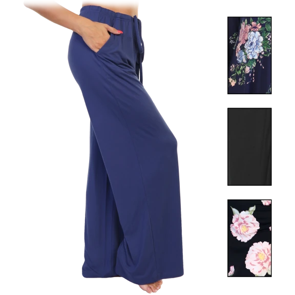 Angelina Mid-Rise Palazzo Pants with Drawstring Waistband