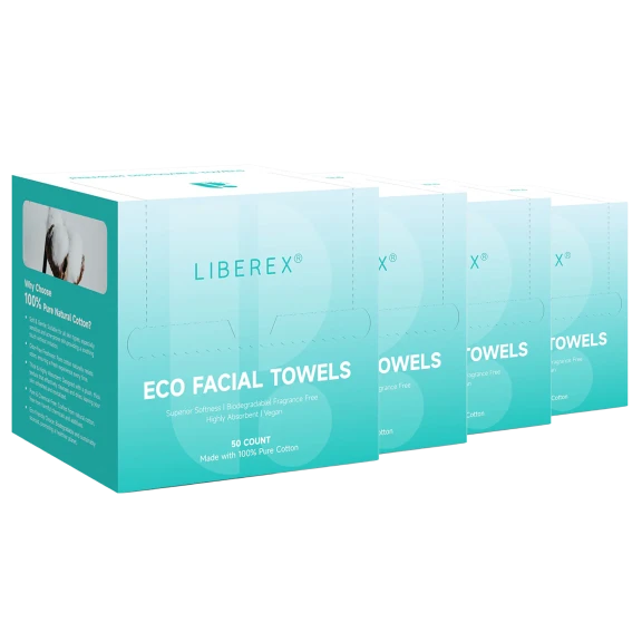 4-Pack: Liberex Pure Cotton Disposable Facial Towels