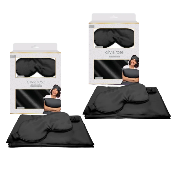 2-Pack: Olivia Rose Satin Sleep Set Pillowcase & Eye Mask