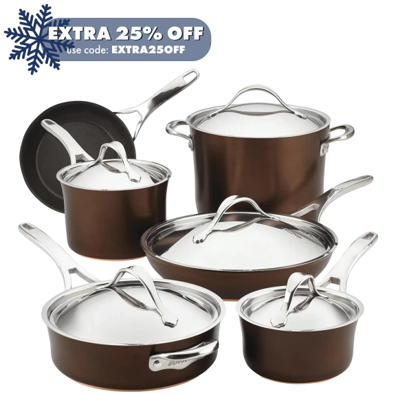 Anolon Nouvelle Luxe 11-Piece Copper and Hard Anodized Cookware Set