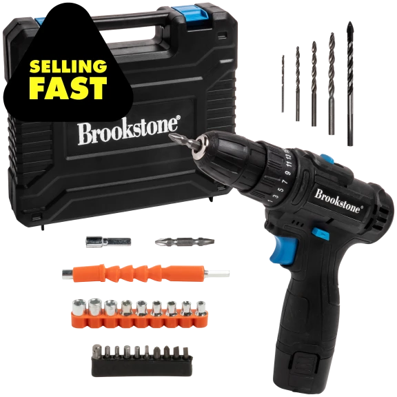 Brookstone 12-Volt Power Drill with Accessories