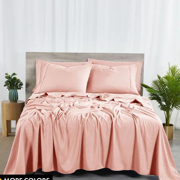 Bibb Home Premium 6-Piece Rayon from Bamboo Sheet Set with SureGrip Straps