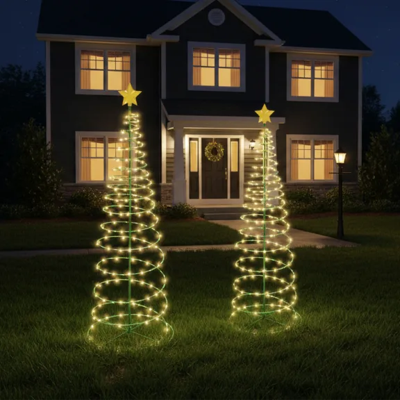 The White Light Metal Spiral Tree Stake Set
