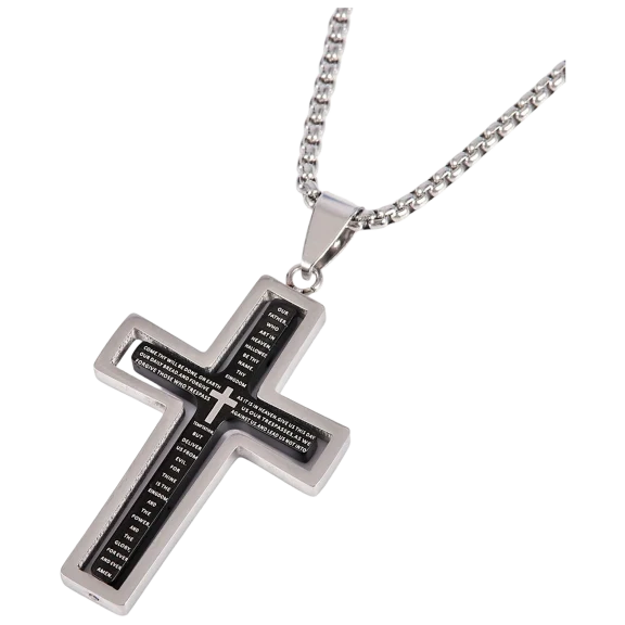 Iron Saints Our Father Prayer Cross Necklace