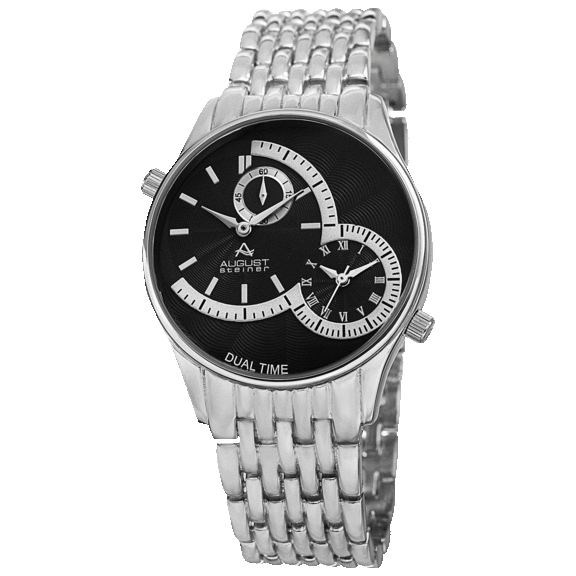 August Steiner Men's Swiss Quartz Dual Time Bracelet Watch