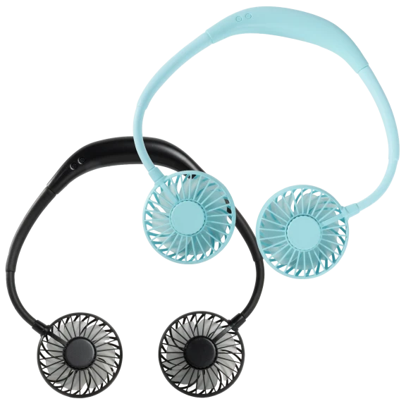 2-Pack: Hands Free Portable Neck Fans with LED Lights