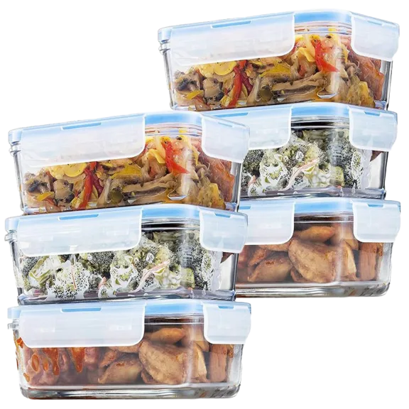 FineDine 6-Piece Glass Meal Prep Containers with Lids