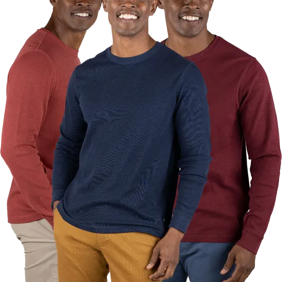 3-Pack: Tailor Vintage Airotec Performance Stretch Waffle Crew Neck Shirts