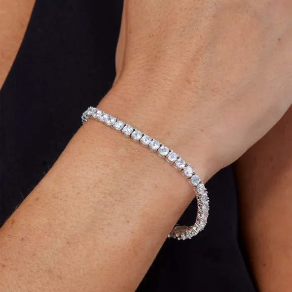Savvy Cie Flawless Rhodium 10 Carat Cubic Zirconia Tennis Bracelet