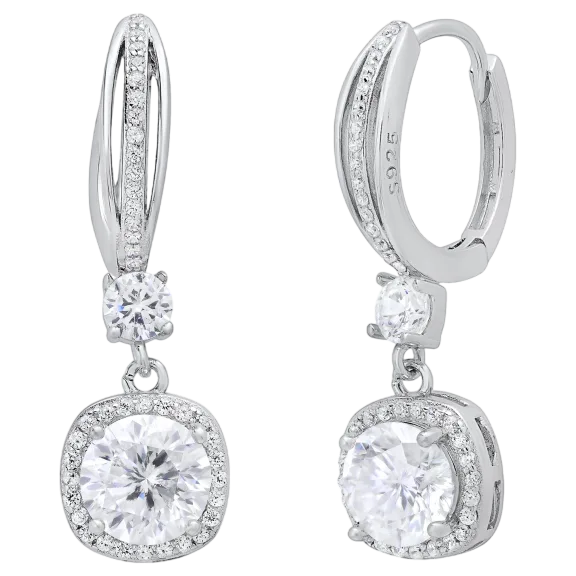The Moissanite Halo Drop Earrings