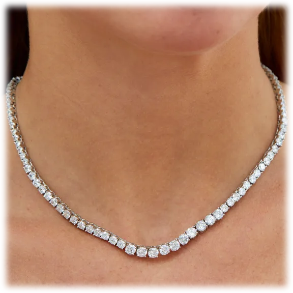Savvy Cie Sterling Silver Graduated CZ Tennis Necklace