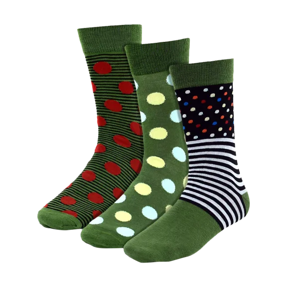 Ivory + Mason Men's 3-Pack Green Dress Socks