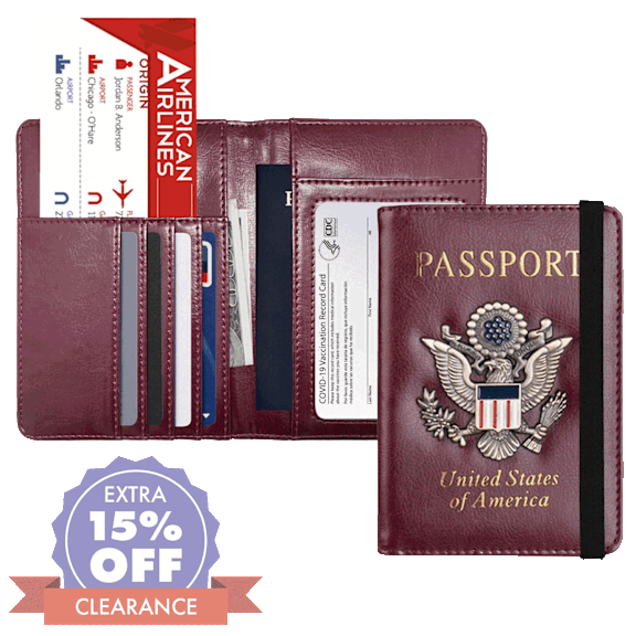 Ciana RFID Blocking Leather Passport Wallet With Vaccination Card Slot