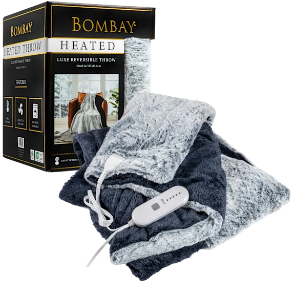 Bombay Faux Fur Reversible Heated Throw