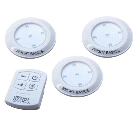 3-Pack: Bright Basics Ultra Thin Wireless LED Puck Lights