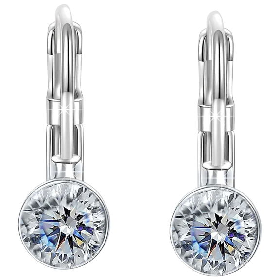 Golden NYC Jewelry Classic Round Cut Earrings With Swarovski Crystals