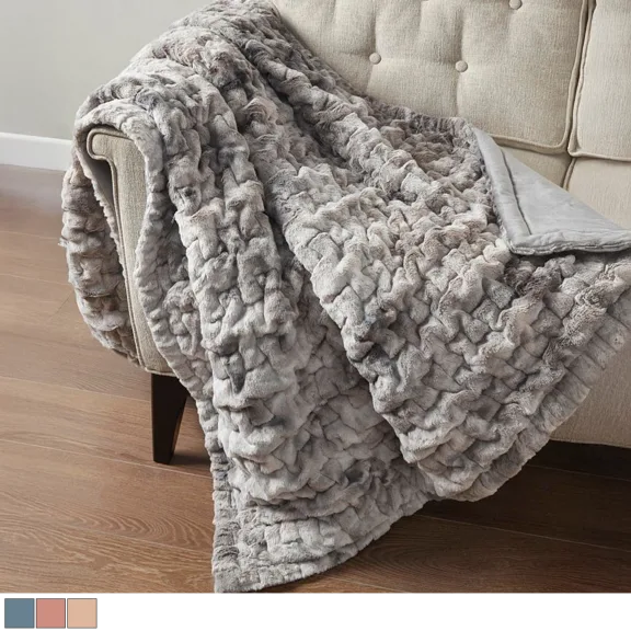 Alpine Valley Ruched Faux Fur Throw