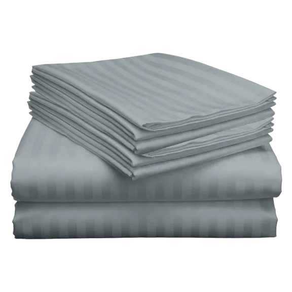 Luxury Home 6-Piece Ultra Soft Dobby Stripe Microfiber Bed Sheet Set
