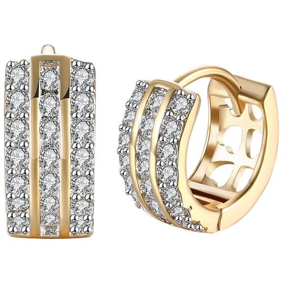 Golden NYC Jewelry White Cubic Zirconia Blossoming Crystal Hoop Earrings