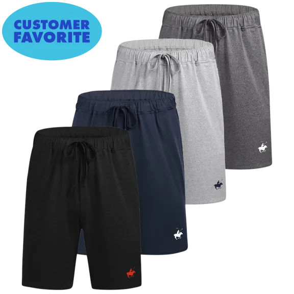 4-Pack: Nextex Apparel Pacific Polo Club Men's Cotton Lounge Shorts with Pockets