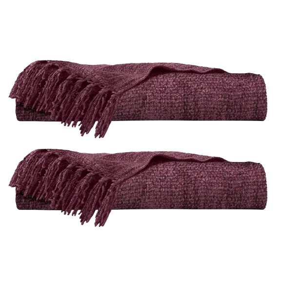 2-Pack: Ella Jayne Viscose Chenille Decorative Throw Blankets