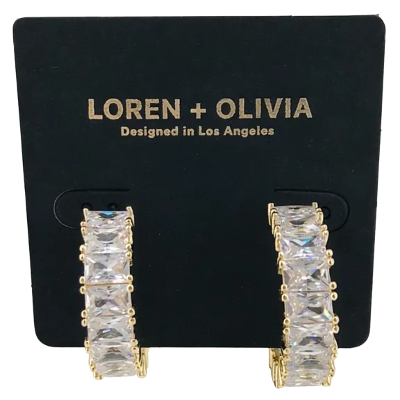 LOREN + OLIVIA CZ Baguette Hoop Earrings