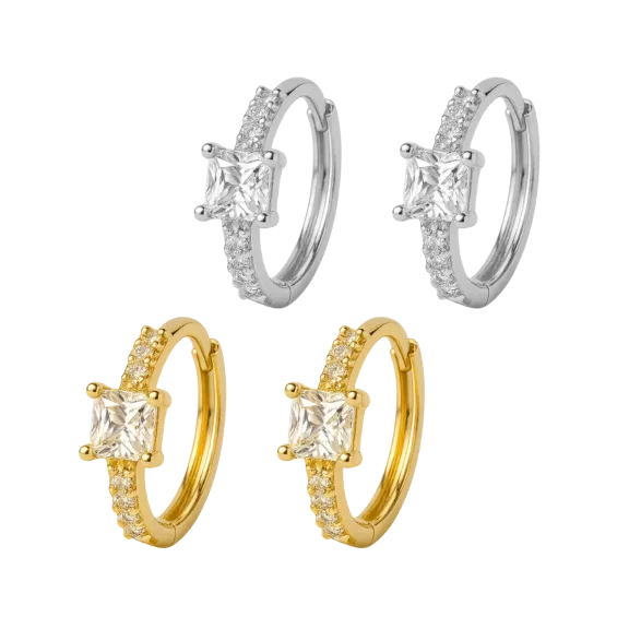 Hollywood Sensation Lila Square-Cut Huggie Hoop Earrings