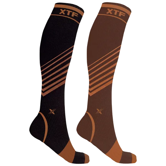 2-Pack: Extreme Fit Copper Striped Knee-High Compression Socks