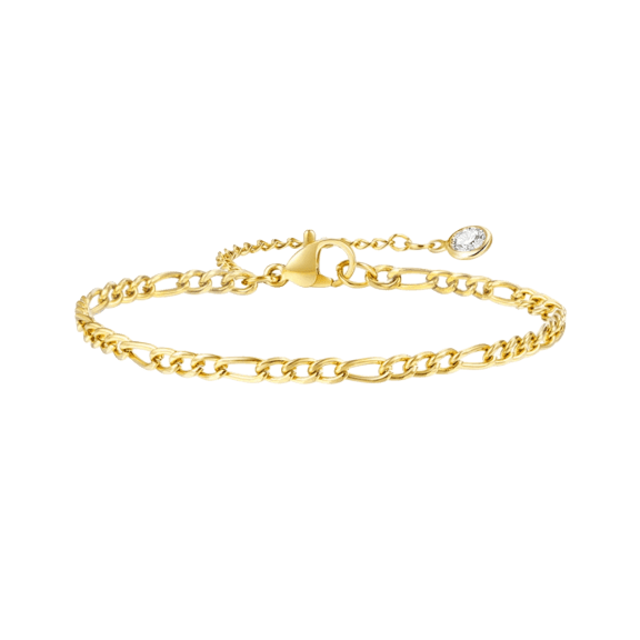 Hollywood Sensation Classic Figaro 18k Gold Plated Chain Bracelet