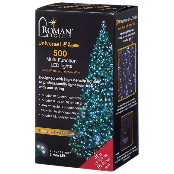 Roman Lights Superbright Universal USB 500 Multi-Function Cool White LED Lights